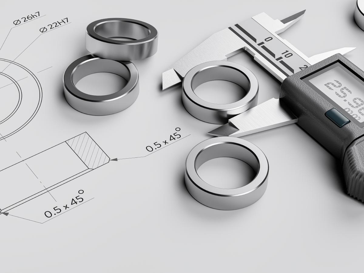Qualitätskontrolle der Abmessungen der Teile